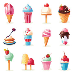 elegant illustration of ice cream set