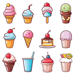 elegant illustration of ice cream set