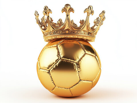 Fototapeta Golden soccer ball crowned with an ornate golden crown representing triumph in sports and excellence in soccer