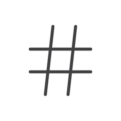 Simple hashtag icon symbolizing social media or trends.