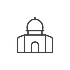 Simple line icon of a mosque, representing religion or Islamic culture.