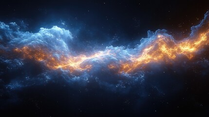 Fototapeta premium Abstract Cosmic Energy Blue and Orange Hues Interplay