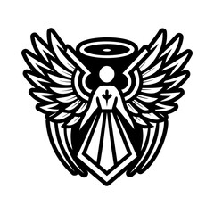 A glyph style icon of guardian angel symbol
