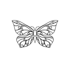 Line art butterfly, Layout for printing illustrations on T-shirts, notepads, covers