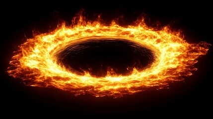 A massive black hole surrounded by a glowing accretion disk of luminous gases.
