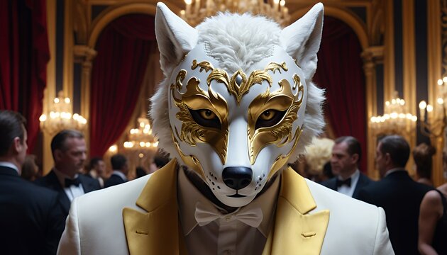 Mysterious Wolf Mask at a Lavish Ball