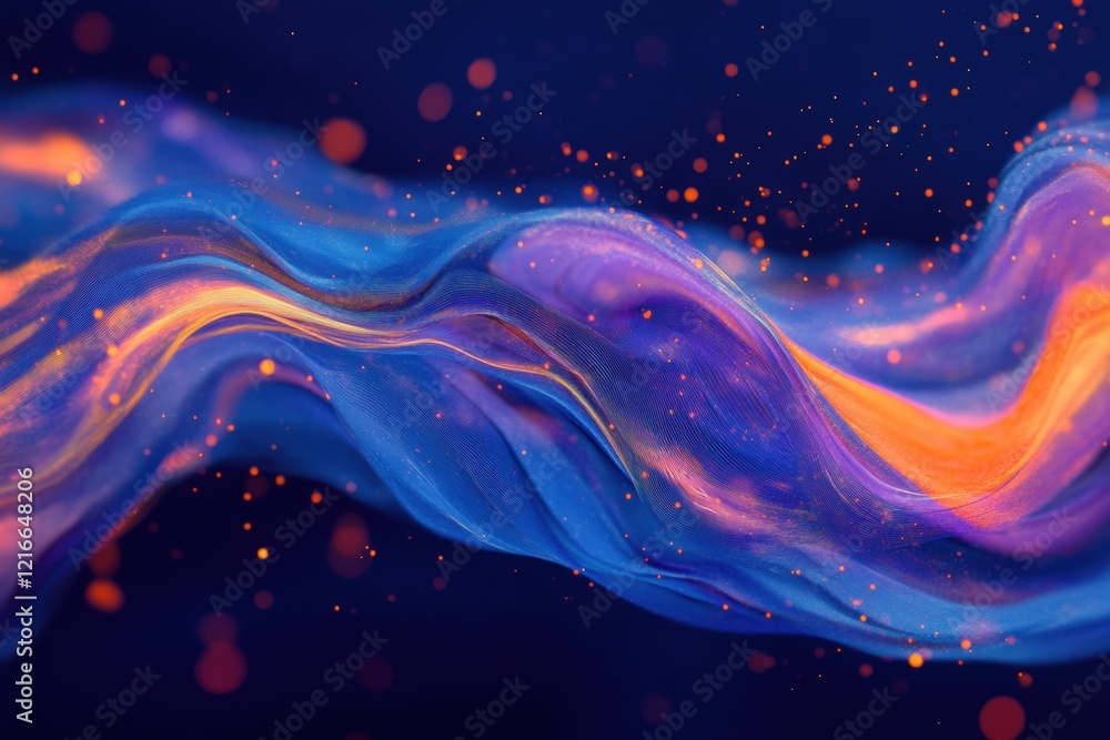 Poster abstract colorful wave background with glowing particles