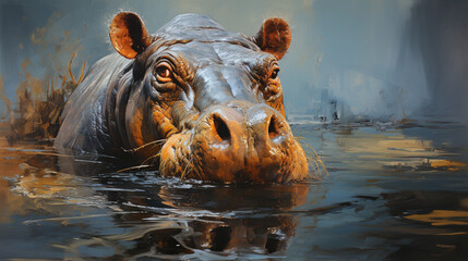 Fototapeta premium Close Up Of Hippopotamus In Water