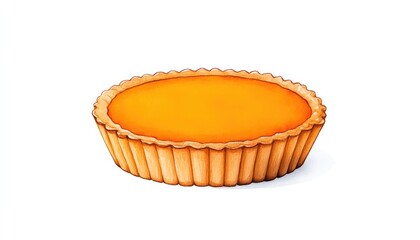 A beautifully baked orange tart resting on a clean surface, showcasing its golden crust and smooth filling