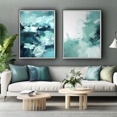 Modern Living Room with Abstract Art and Chic Decorations