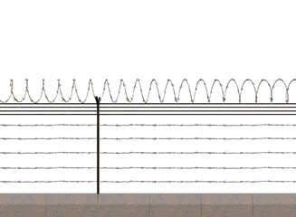 Barbed wire fence PNG isolated on transparent background