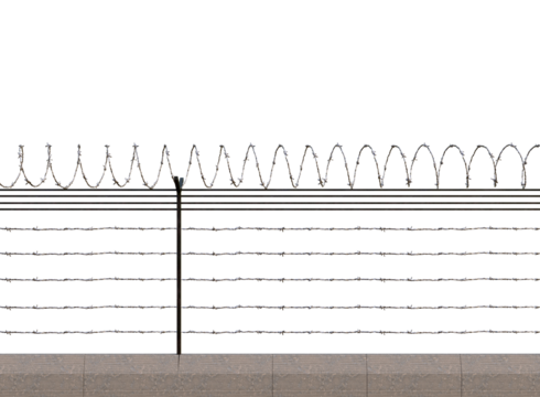 Barbed wire fence PNG isolated on transparent background