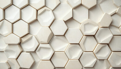 Fototapeta premium White hexagonal tiles create a modern textured pattern in an indoor space