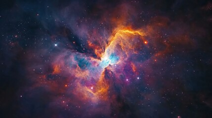 Fototapeta premium vibrant nebula with colorful gas clouds and bright stars in deep space