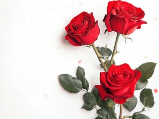 Fresh red roses arranged elegantly on a light background during daylight
