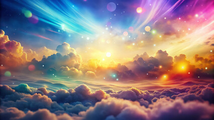 Naklejka premium Ethereal multicolored abstract background with layered textures and clouds