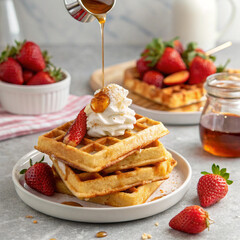 waffles with strawberries and blueberries