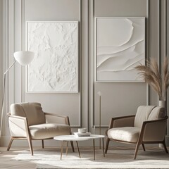Modern Living Room Interior with Soft Textures and Neutral Colors
