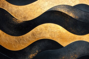 Obraz premium abstract background with gold and black wavy pattern