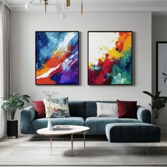Modern Living Room with Abstract Art and Stylish Furniture