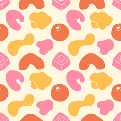 Abstract shapes seamless pattern on light background