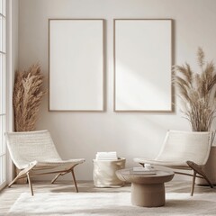 Cozy Modern Living Room with Minimalist Decor and Natural Elements