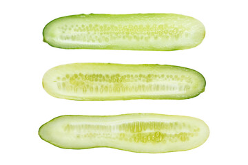 half of cucumber isolated on transparent background. 