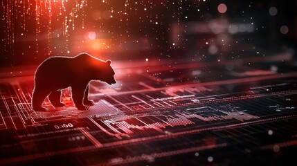 Bear in digital landscape technology data visualization graphic design environment abstract viewpoint nature meets technology