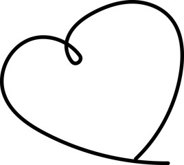 Heart continuous line drawing. Single hand drawn contour heart, love, romance, wedding. Shape heart lineart. Single lineart sketch heart. Symbol love. Heart fashion Simple icon on white background.