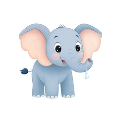 Naklejka premium Baby elephant with large ears and trunk standing in a natural habitat environment during the day.