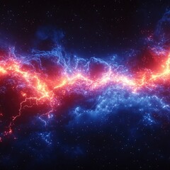 Abstract Cosmic Energy Stream Blue and Red Nebula in Space