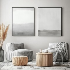 Modern Minimalist Living Room with Wall Art and Cozy Furniture