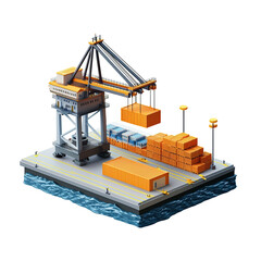 Large crane is lifting a container off a ship