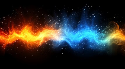 Naklejka premium A blurred abstract design featuring multicolored bokeh lights glowing softly against a black backdrop.