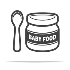 Jar of baby food with spoon icon transparent vector isolated