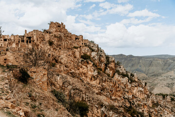 Dagestan, Russia, aul Gamsutl old town, stone building landscape