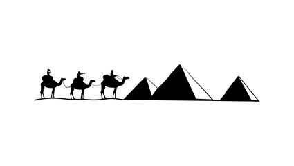 travel in egypt, black isolated silhouette