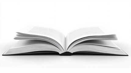 Fototapeta premium Open book with clean white pages lying flat on a white surface minimalistic concept of knowledge and learning 