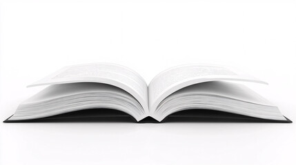 Obraz premium Open book with crisp white pages lying flat on a plain white background simple and minimalistic design concept 