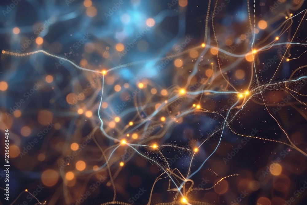 Poster ai brain interface with neural connections, an illustration depicting the brain as a complex network