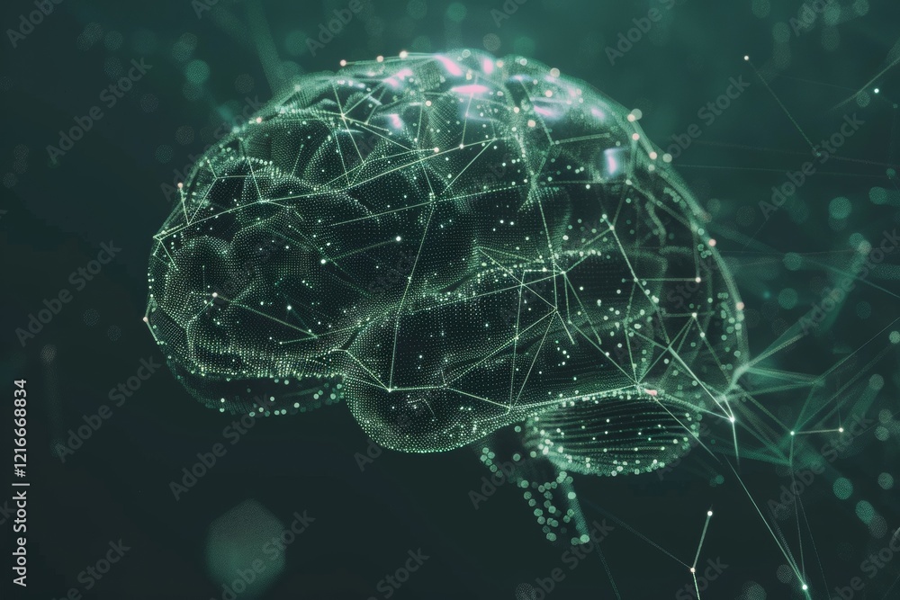 Poster ai brain interface with neural connections, an illustration depicting the brain as a complex network