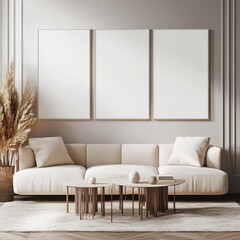 Modern Living Room Interior with Minimalist Design and Neutral Colors