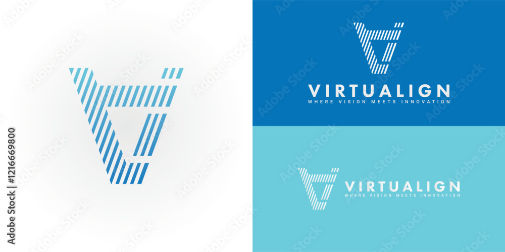 Poster the dynamic logo design features the initials va creatively integrated within a striking triangular 