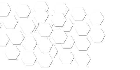 Geometric technology white hexagon background. Abstract vector illustration Science technology and medical concept hexagon on transparent background.