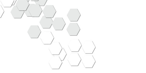 Geometric technology white and grey hexagon background. Abstract vector illustration Science technology and medical concept hexagon on transparent background.