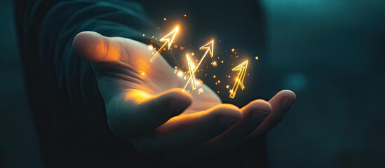 Glowing Arrows in Hand: Symbol of Growth, Progress, and Innovation