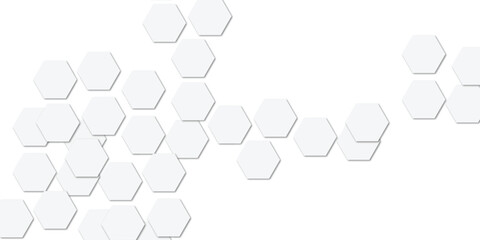 Abstract technology white  geometric hexagon shape on transparent background vector.