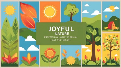 Fototapeta premium Joyful Nature Scenes Illustrated With Flat Vector Art