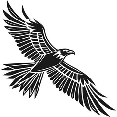 Vector clipart illustration portrait of a bald eagle. Flying bird silhouette vector image