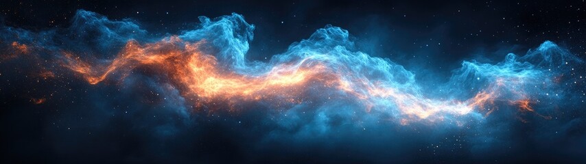 Cosmic Nebula Swirl Celestial Dance of Blue and Orange Hues